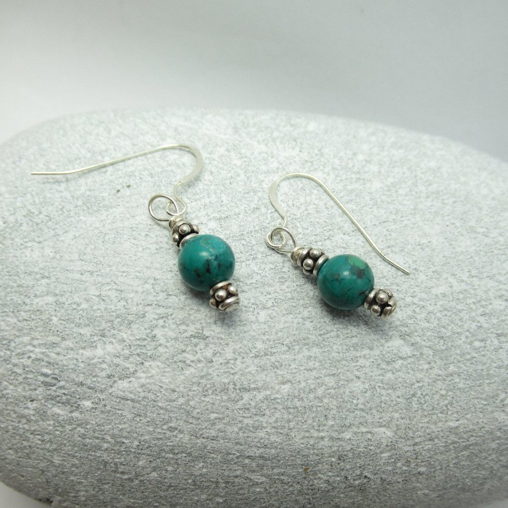 Turquoise and Bali silver earrings